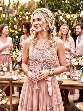 Intricate ROSE GOLD Stunning crochet boho blouse w shabby chic resort vacay vibe